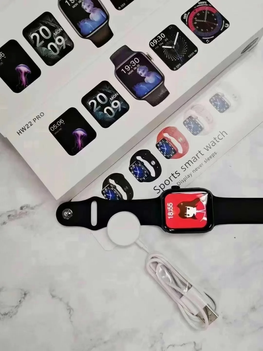  1 75 дюймов HW22PRO Smartwatch новейшие часы 6 Беспроводное зарядное устройство pk HW12 HW22 HW16 Смарт последние iwo 14 series6