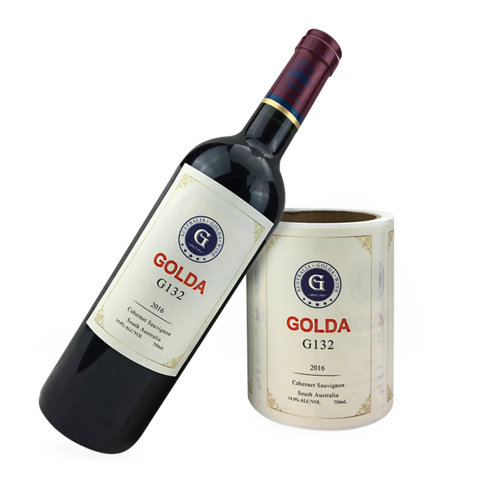 Custom Embroidery Paper Red Wine Label Water Resistant Metal Tag Stickers
