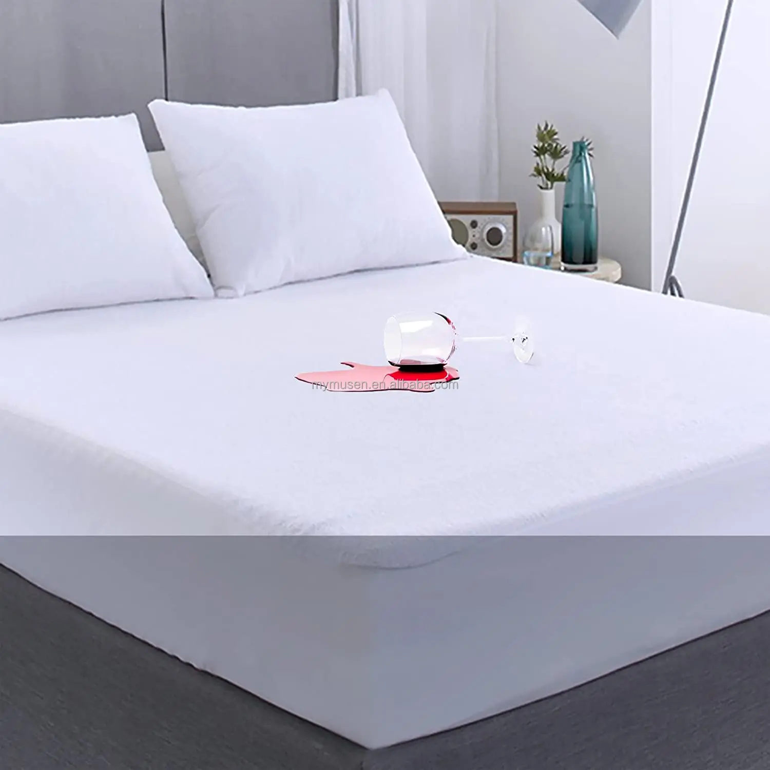 Full Size Mattress Protector Bed Cover Waterproof Full Mattress protector Washable White Noiseless Premium Soft Cotton Terry