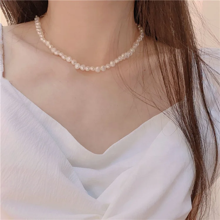 Goth Pearl Choker Necklace Gold Color Lasso Pendants Women Jewelry On The Neck Chain Beads Necklace Chocker Collar For Girl Kpop
