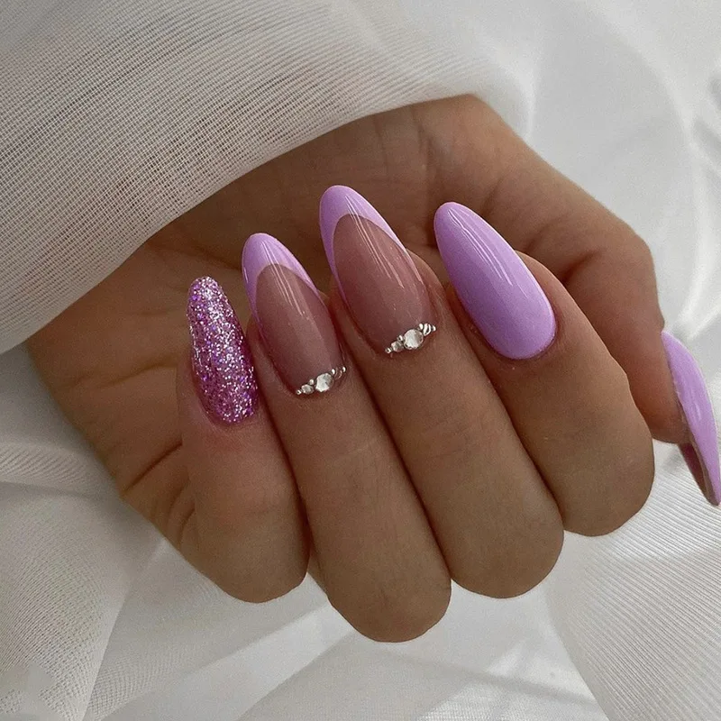 Hot Acrylic Press On Nails Free Samples Luxury Private Label  Nails Custom Thick Press On Nails Short