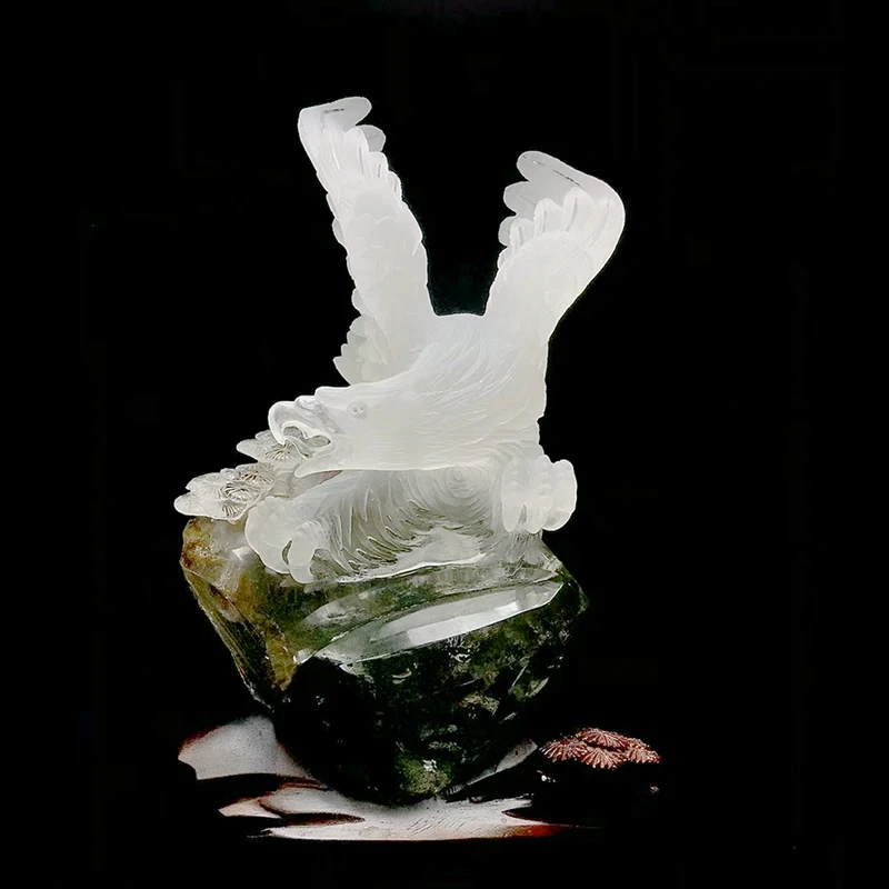 High Quality Green Phantom Crystal Eagle for Decoration  Garden quartz Carved Animal Crafts for Mascot or Gift
