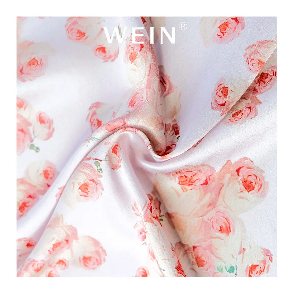 WI-Z0616 Custom Digital Printing Fabrics Silk Satin Rose Floral Pattern Fabric For Clothes
