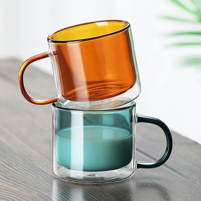 New Design Stripe Glass Coffee Cup Milk Breakfast Borosilicate Glass Mug Kitchen Glass Mugs