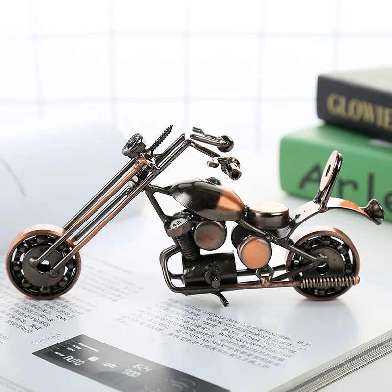 Retro Iron Art Motorcycle Model Ornaments Art Nostalgia Collection Harley Motorcycle Figurines Sculpture for Home Decor