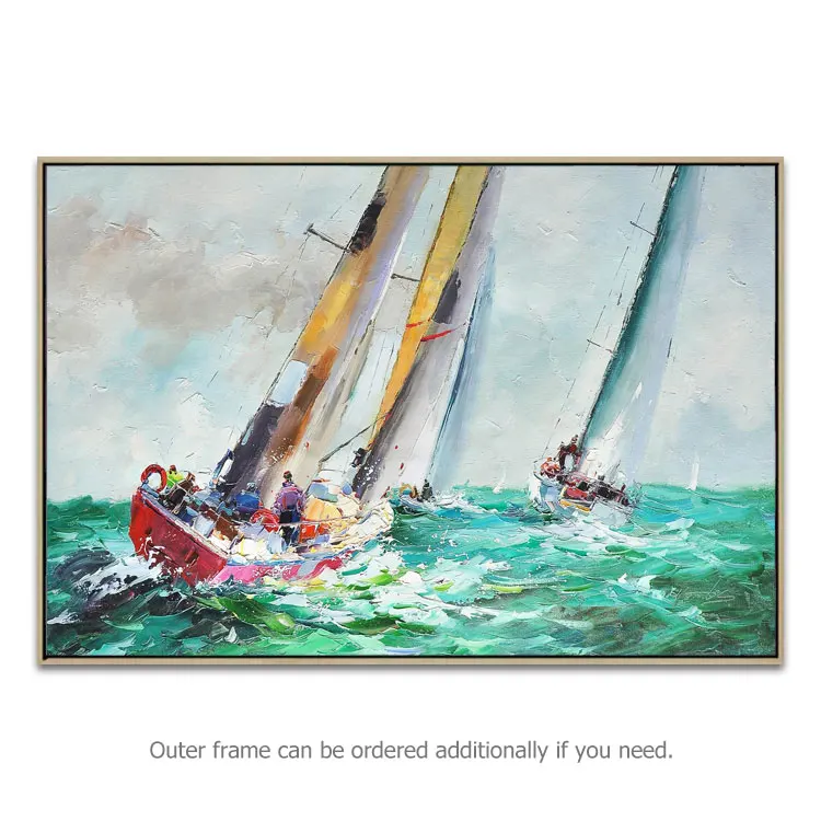 Handmade Artwork Knife Home Decoration Sea Boat Wall Art Oil Paintings Designs on Canvas