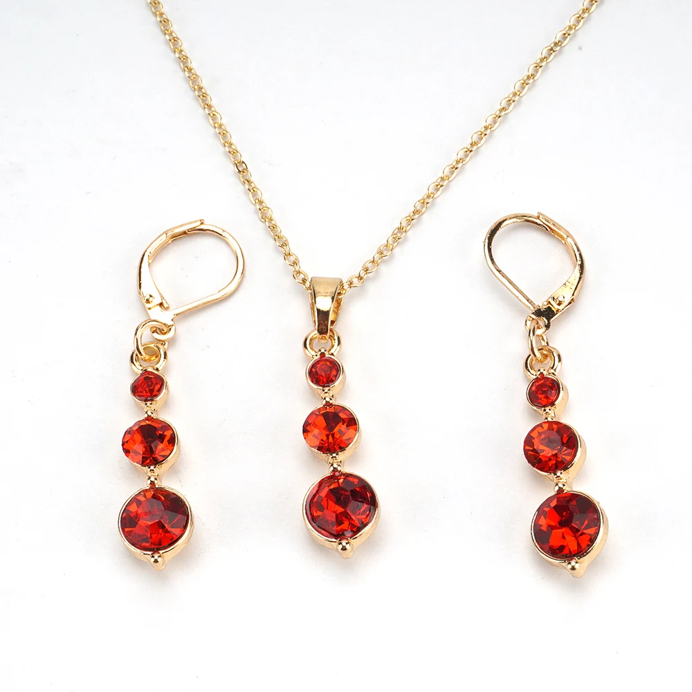 2022 18K Gold Dubai Accessories Women Jewelry Set Fashion Crystal Made In China Cheap Necklace And Earring Sets Wholesale