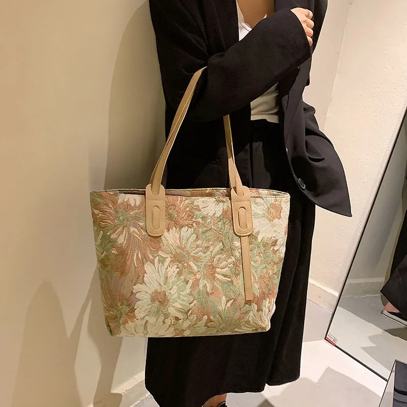 Design Women Painting Embroidery Shoulder Bags Art Prints Tote Handbags High Capacity