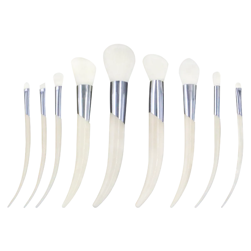 HZM 9Pcs Patent Design Ivory Shape luxury natural hair makeup brushes set private label