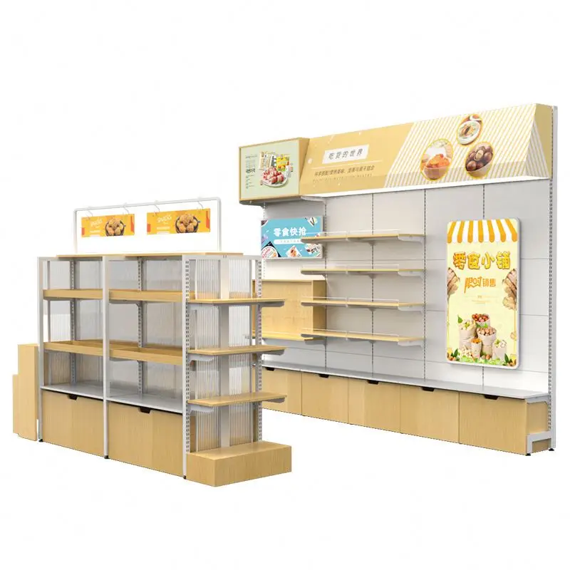 Customized Metal Double Sided Gondola Racks Supermarket Shelves Metal Shop Shelving Shelf Commercial For Sale