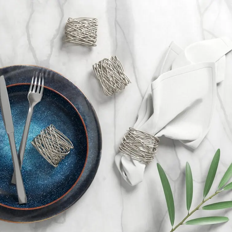 Tabletop Decor Round Mesh Metal Wire Napkin Rings Handmade Napkin Holder Ring for Dinning Table Parties