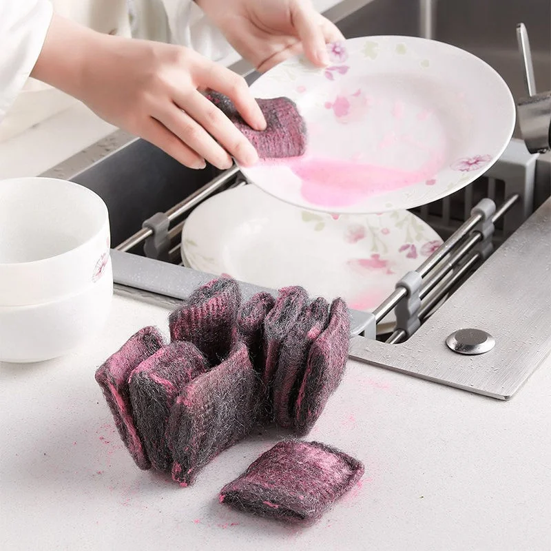 Wholesale china steel wool roll scrubber scourer bulk kitchen cleaning steel wool for dishes washing
