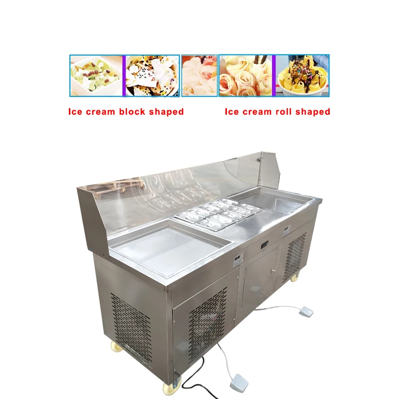 Good Quality Double Square Flat Pan Fried Ice Cream Roll Machine Frozen Yogurt Machine