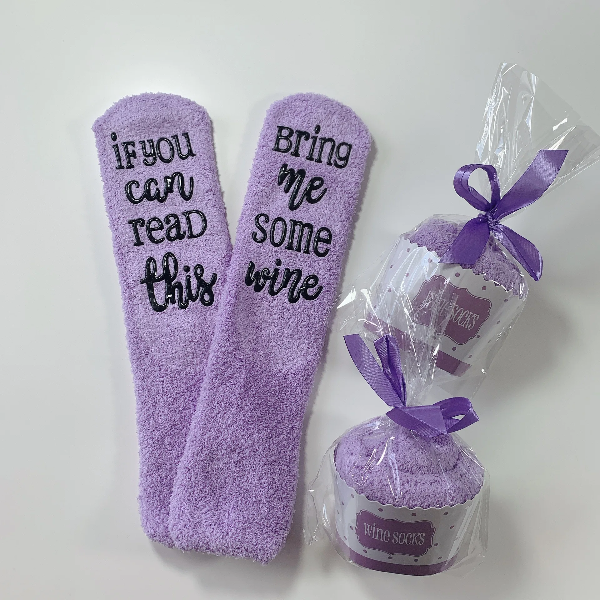 
Women Grip Socks Cute Terry Sock with Cake Package Gift Box if you can read this bring me some wine coffee Good Gift for Girls 