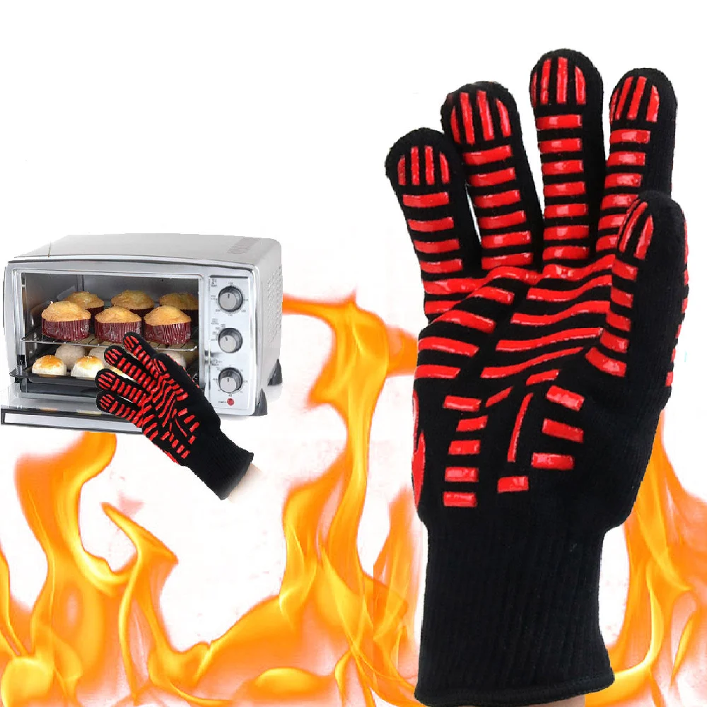 High Temperature 800 Degree Oven Glove Extreme Barbecue Heat Resistant Grill Glove for BBQ Baking With Custom Logo