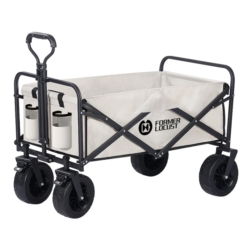 Competitive Price 4 Wheel Platform Wagon Cart Beach Trolley Garden Customized Camping Folding Wagon