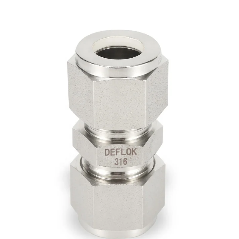 1/4in Tube OD Tube Fittings 316 Stainless Steel Double Ferrule Union Coupling Compression Swagelok Type Straight Union Connector