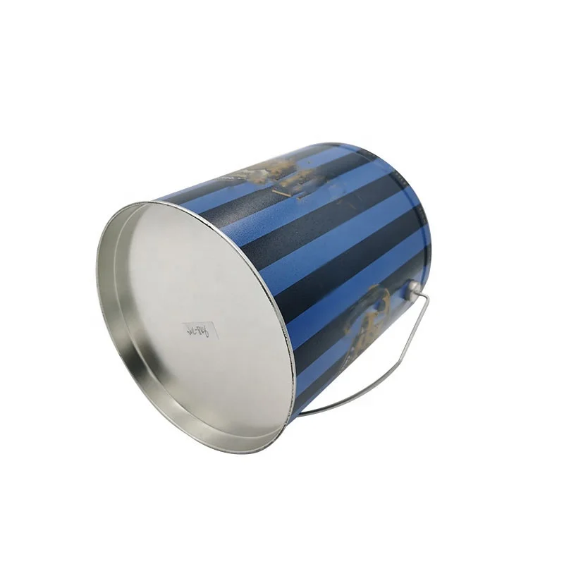 Packaging Round Pop Corn Tin Bucket Food Grade Metal Customized Tinplate Custom Size Pop Corn Tin Bucket with Lid CN;GUA