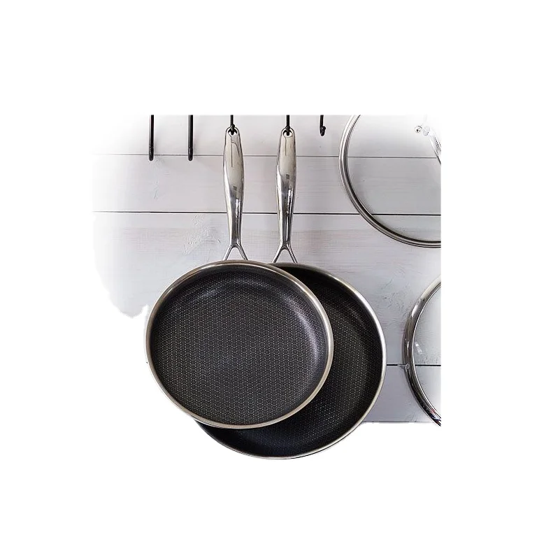 Top Quality 26cm 3ply Non Stick Honeycomb Frying Pan Cookware Set Stainless Steel Frypan
