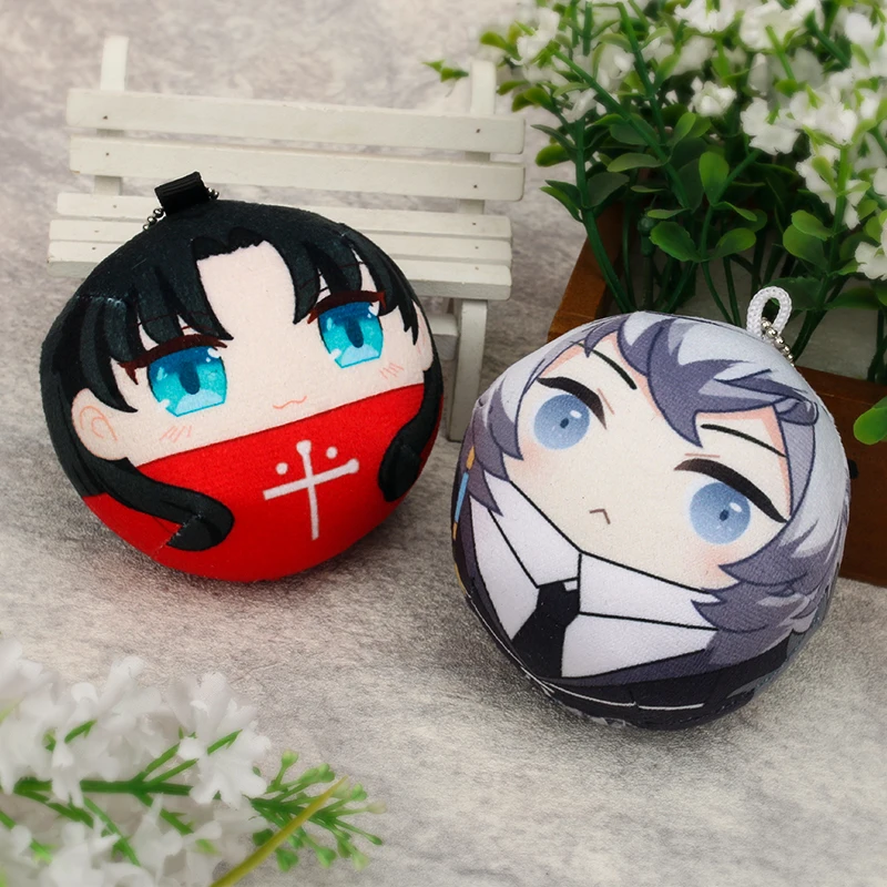 Cartoon anime character customized VOGRACE round shape manjuu hot sale PP cotton ball beads short plush pillow keychain  no MOQ