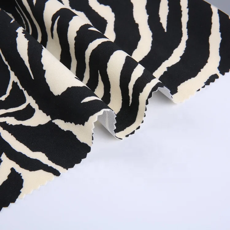 woven 96% poly 4%spandex animal zebra leopard pattern print fabric custom double layer 4 way stretch fabric for clothing