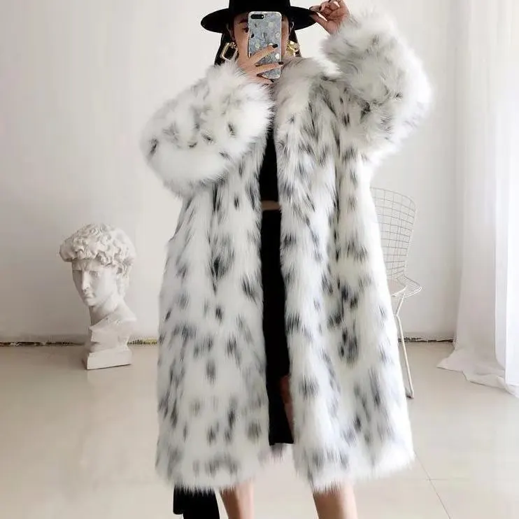 Faux fox fur coat thickened fashionable western style suit collar fur women winter  long coat