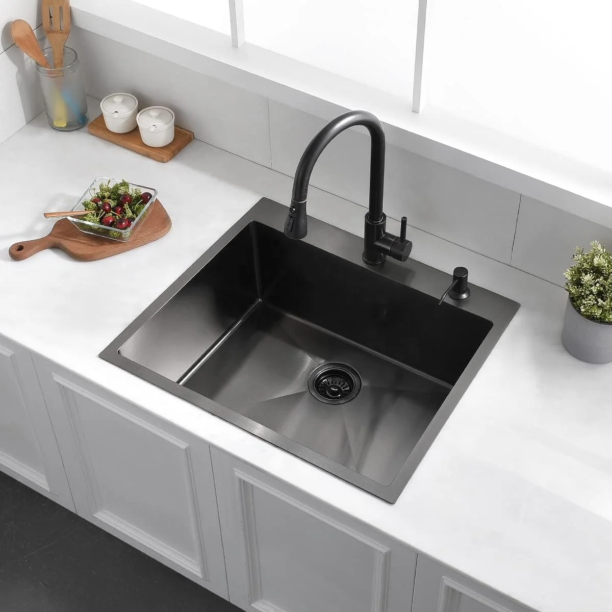 Black Topmount Kitchen Sink Black Drop in Kitchekitchen Basinhorse 16 Gauge Stainless Steel with 2 Holes Modern 3 Years 50 Pcs