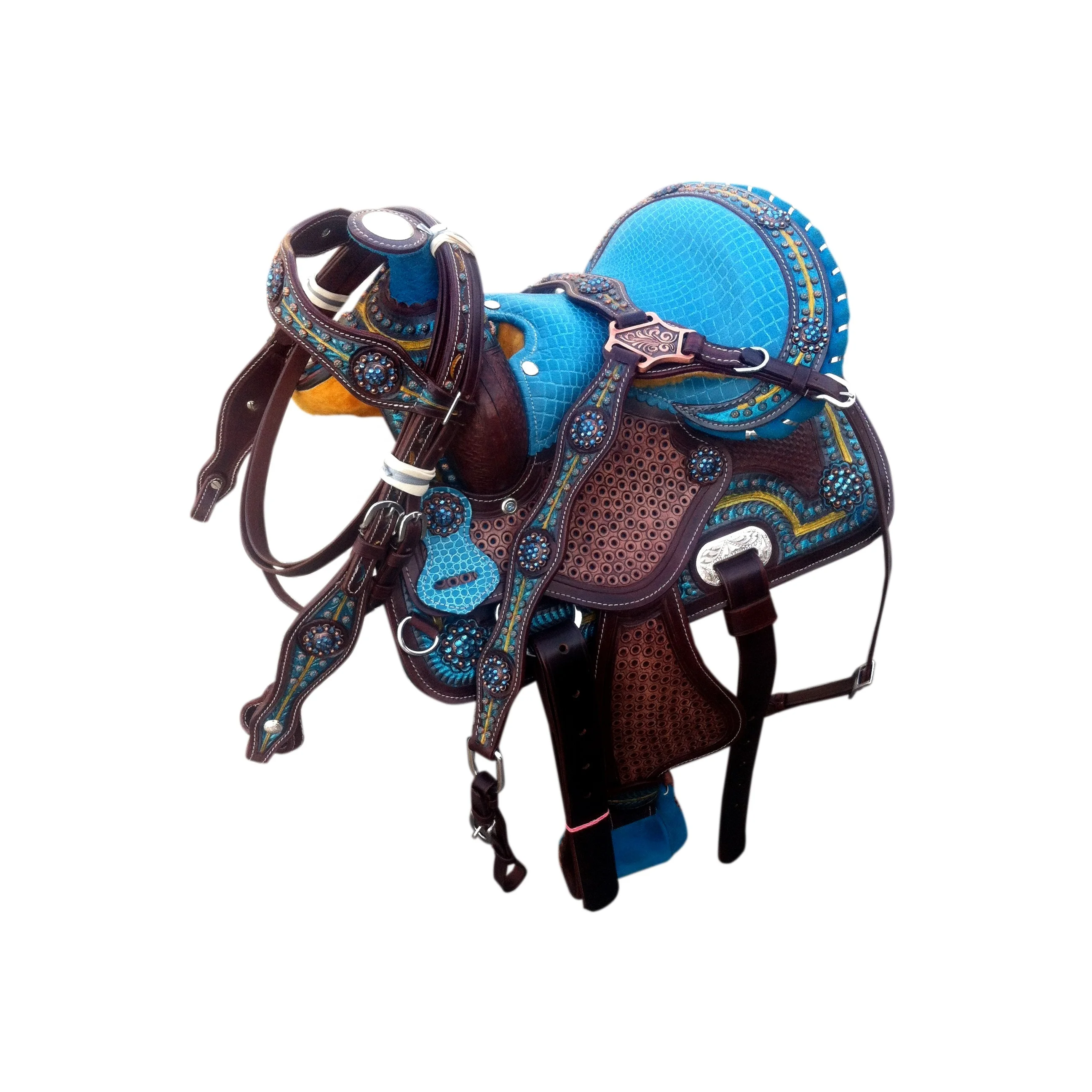 Designer ocean Blue Western saddle With Accessories