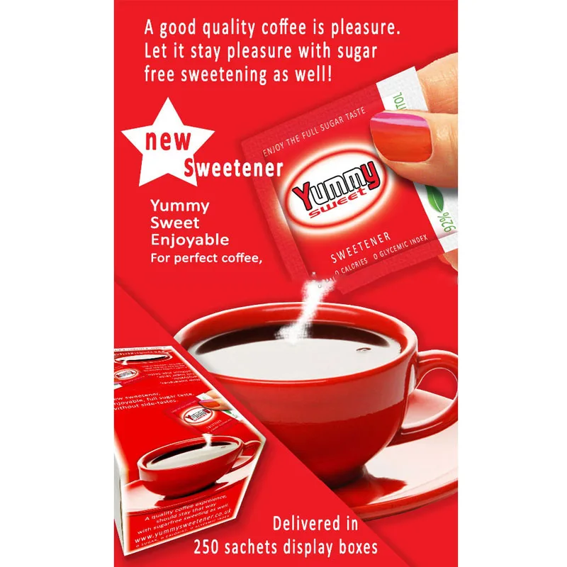 Sugar taste sachet sweetener for restaurants hotels events