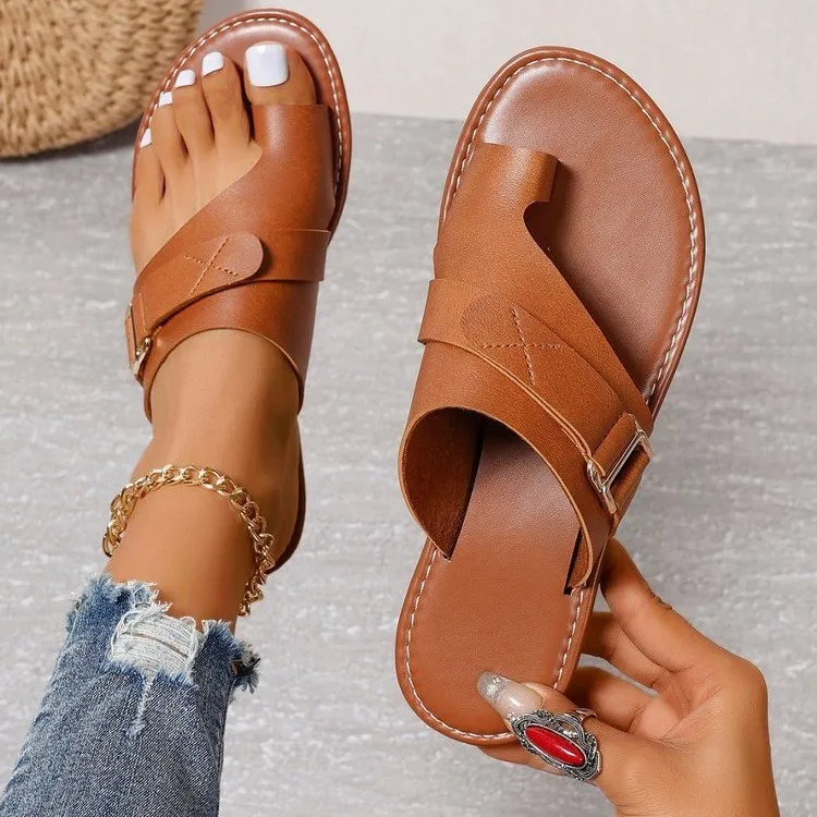 Shoes Femme Leather Sandals Women Slides Slippers Fashion Thong Strap Sandals