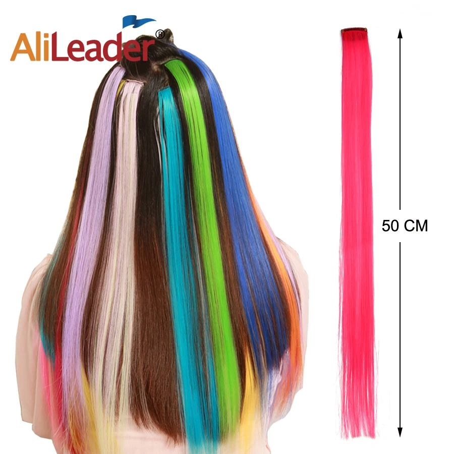 Alileader High Quality Colorful 57 Colors Extension Hair Long Straight Synthetic One Clip In Hair Extensions