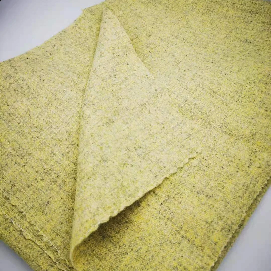 ready to ship mixed light YELLOW 100% wool 520g/m MELTON woolen fabrics for winter coat