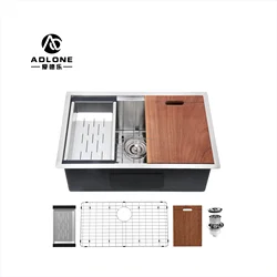 33 Drop In Black Kitchen Sink 16 Gauge Deep Black Stainless Steel Top mount Workstation Kitchen Sink