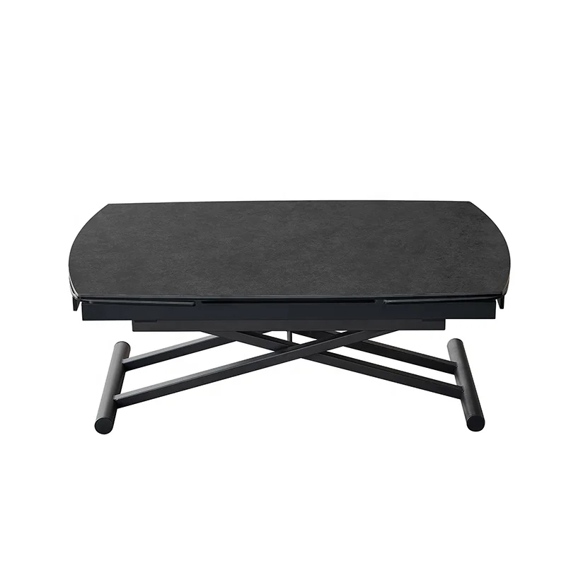 Luxury modern retractable marble top dining table with foldable aluminum table leg lift table adjustable extendable dinning