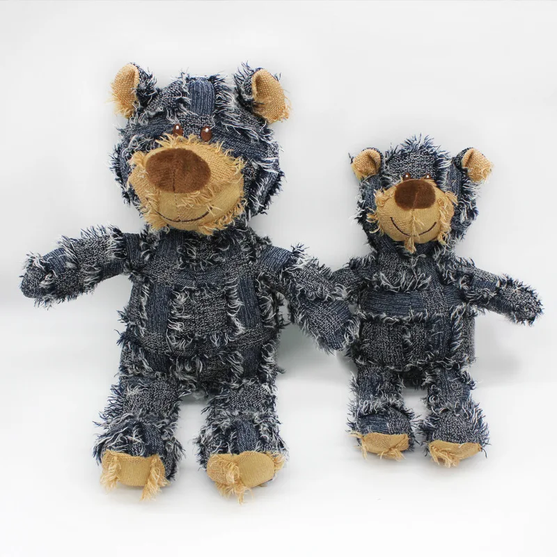 New Design Durable Squeaky Dog Toys for Heavy Chewers Unbreakable Stuffed Denim Dog Toys Puppy Squeaker Toys