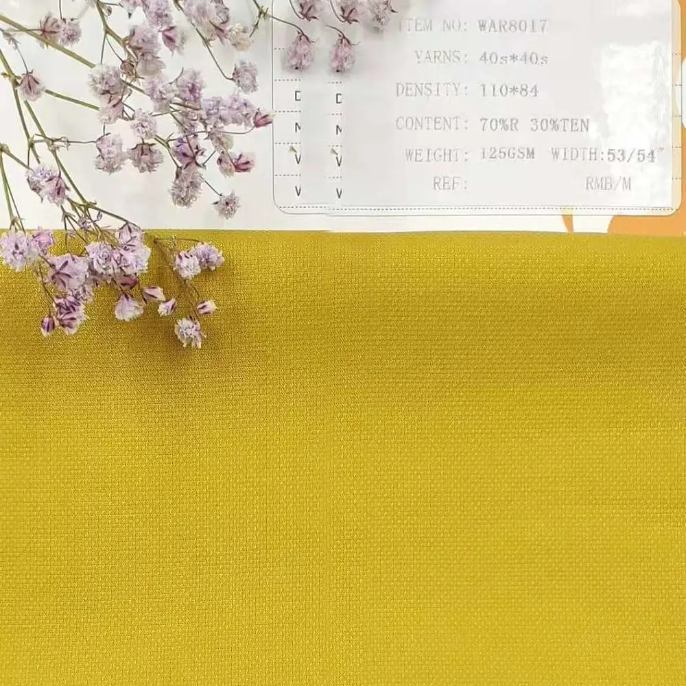 Оптовая продажа Lenzing Proviscose Добби ткань 40S * 40 125GSM район и Tencel смешанный для платье WAR8017