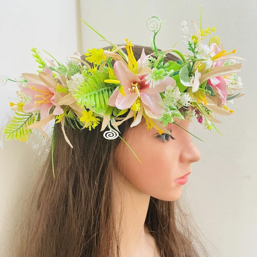 Fabric floral headband Artificial tropical plumeria Island frangipani tiare hibiscus pin comb headband dancing party accessories