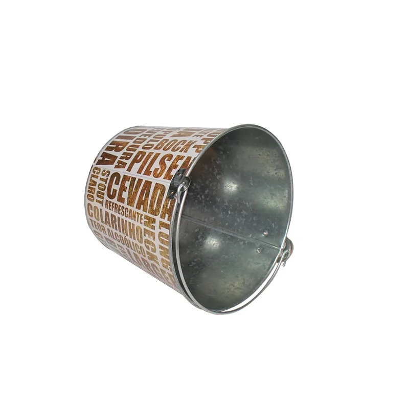 Hot Sale Professional Custom Printed Popcorn Tin Buckets Ice Bucket Tin Box with Handle Tin Bucket