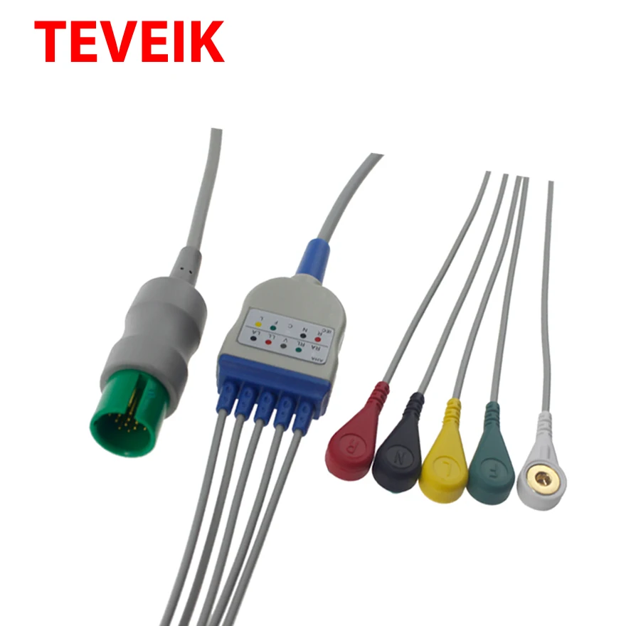 Spacelabs Round 17pin Round ECG Patient Cable 3 Lead AHA 20 Pin ECG Trunk Cable NK ECG Snap Cable
