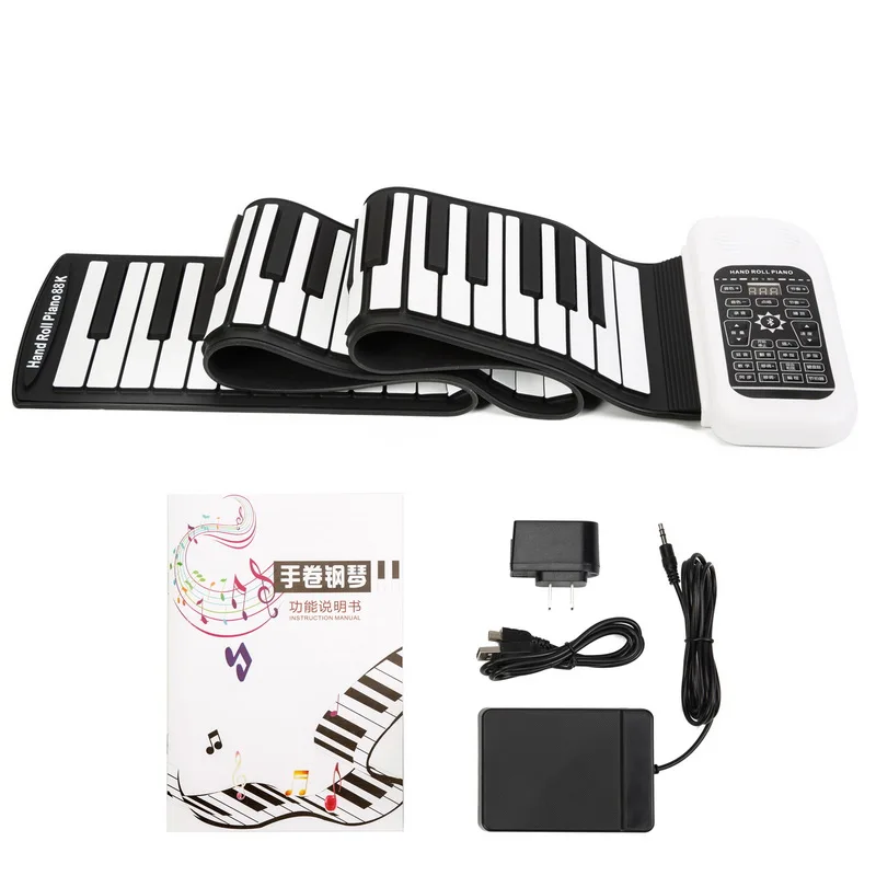 XS4501 88 Keys Flexible Silicone Roll Up Piano Folding Electronic Keyboard for Student