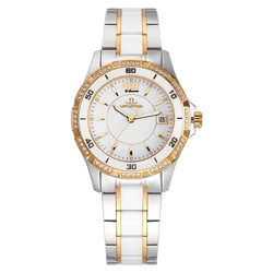 Shining Temperament Ceramic Ladies Watch With Luxury Diamond Deep Waterproof