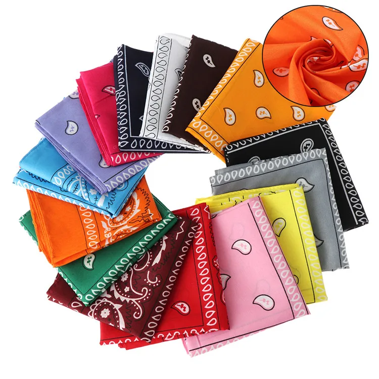 Wholesale Custom Promotional Printed Logo square shape 100% Cotton Bandana 100%polyester