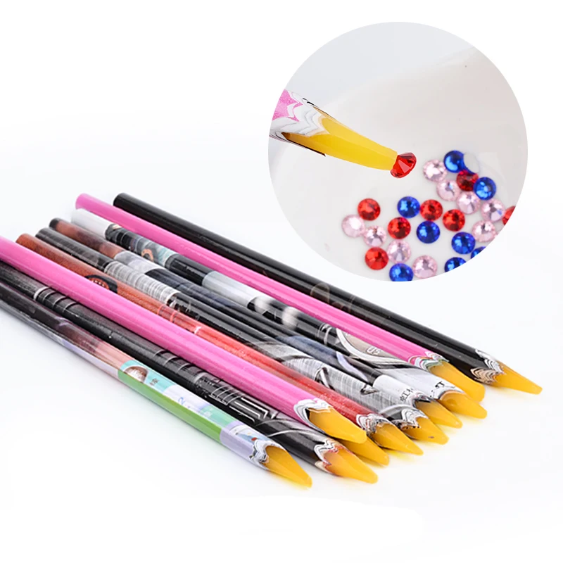 1Pcs Rhinestone Picker Dotting Wax Pen Nail Polish Painted Dotting Pen Manicure Wax Point Drill Head DIY Crayon Pen