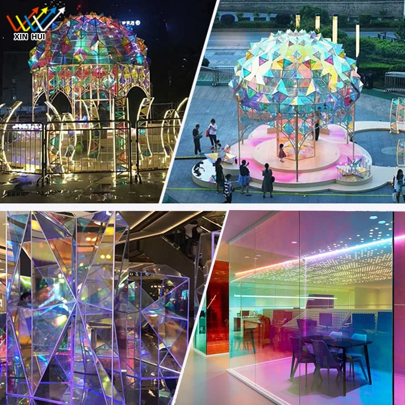 1.38*30Mwholesale price Photochromic Dichroic Rainbow Decorative Colorful Tint Film for Building and Car windows glass film