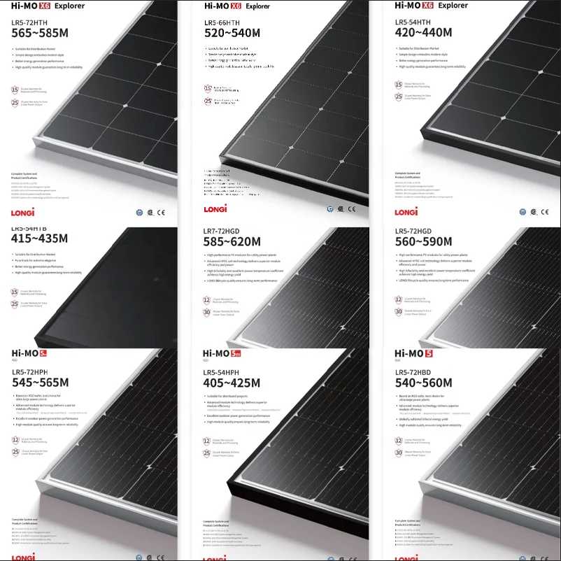 Original Longi Hi-mo 7 Solar Panels 560w 570w 580w 590w Bifacial Pv Module With Dual Glass For Solar Energy System