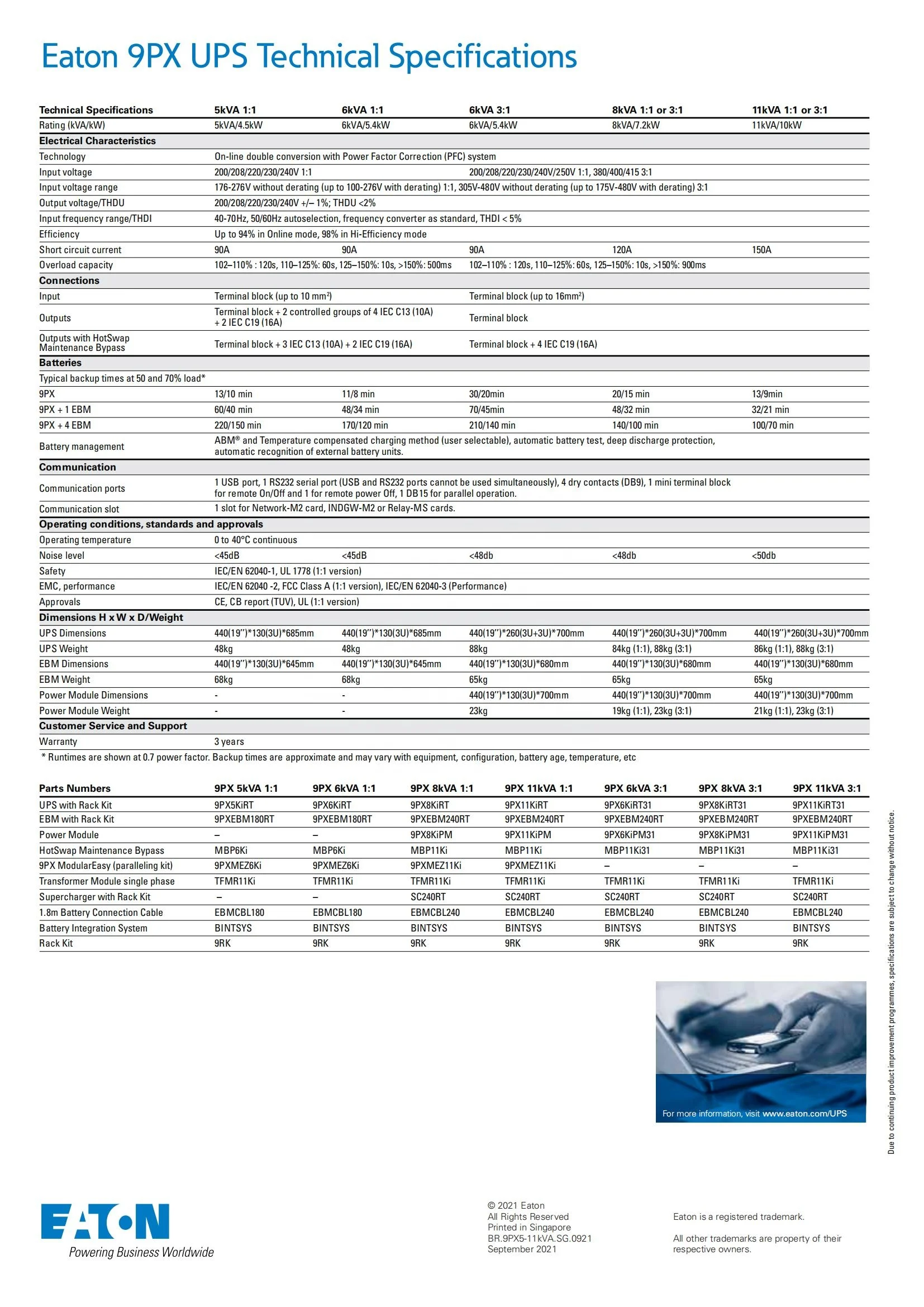 external hot-swappable battery modules 6kva 8kva 11kva 4500w Online double conversion Eaton 9PX UPS Uninterruptible Power Supply