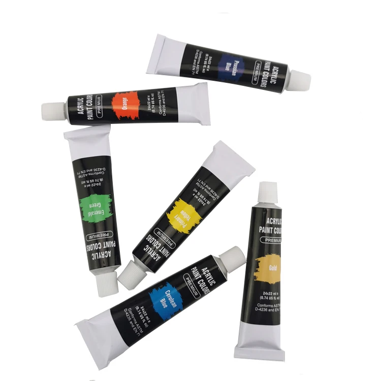 High quality acrylic paint 24 colors 22ML aluminum tube set for artists