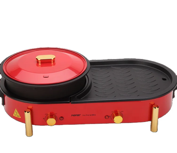 
Professional Indoor Korean hot Pot And Bbq Grill Barbeque 2 In 1 Electric Bbq Grill With Hotpot 