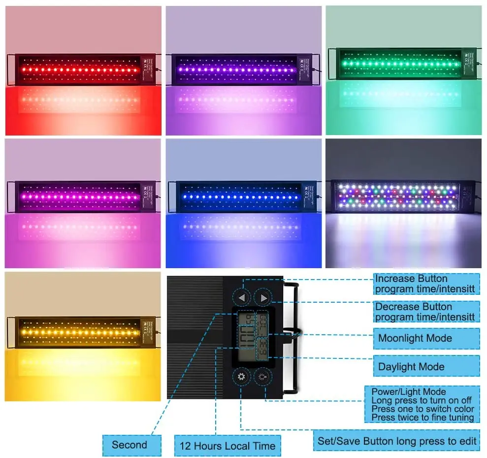  New 2ft/4ft 30/120cm 56W Led Aquarium Light Aquatic Coral Aquariums & Accessories LED Lighting Lamp