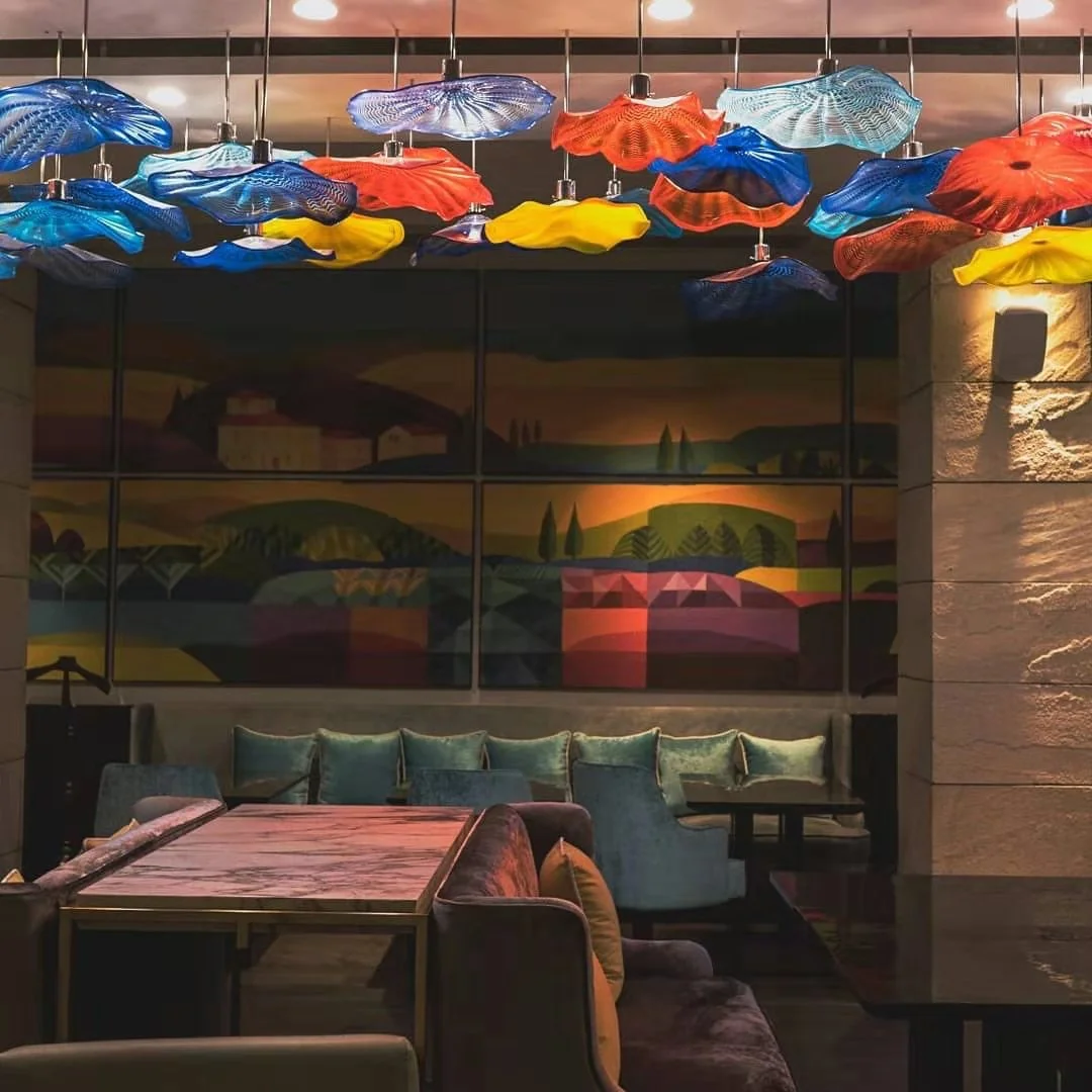 chandelier lights luxury dome flower murano glass art ceiling mounted hand blown glass chandelier for restaurant banquet hall